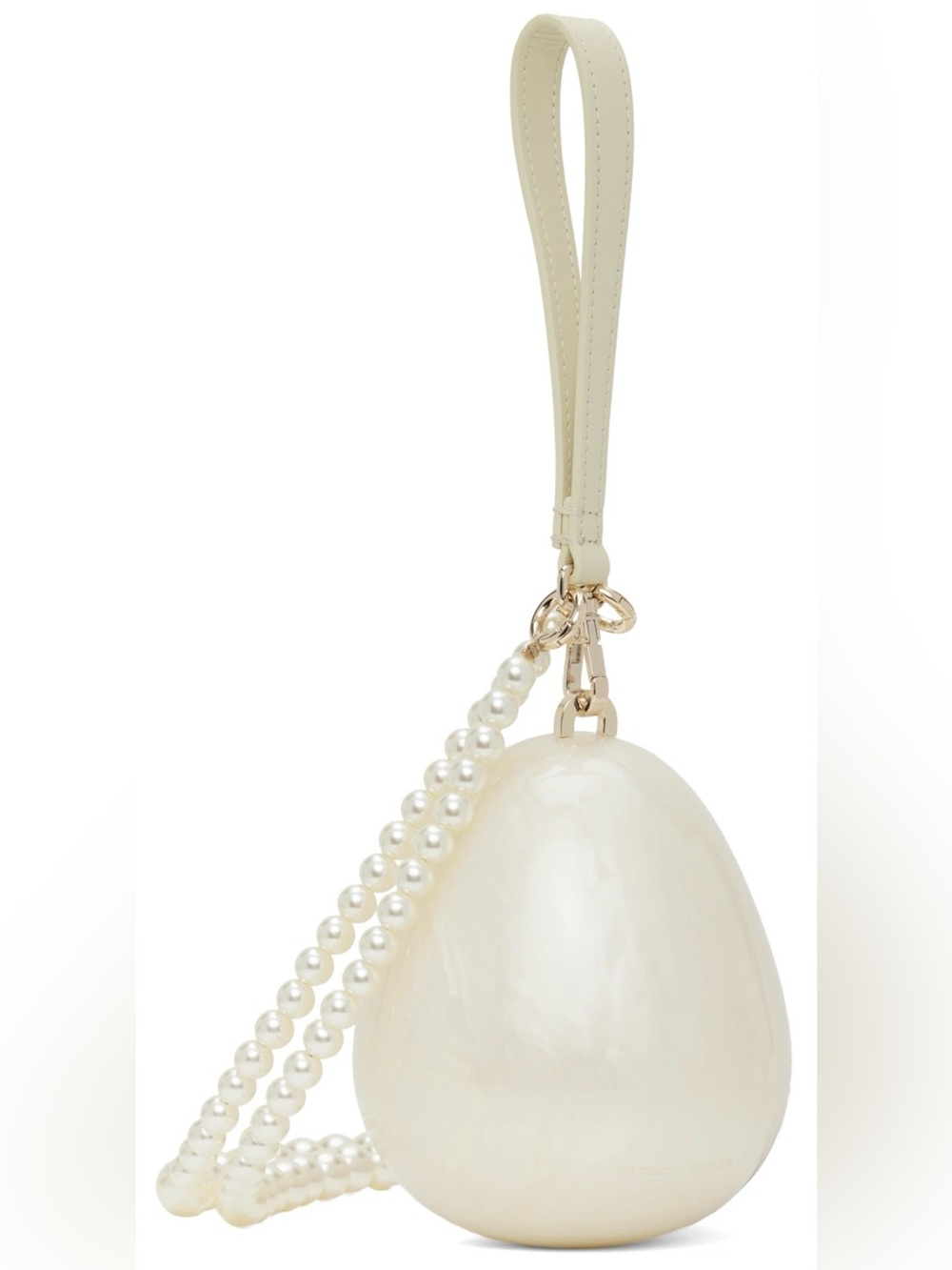 Simone Rocha Cream Pearl Jeweled Egg Wristlet - Picture 3 of 11